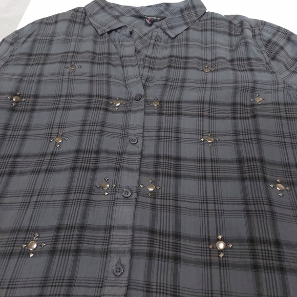 Rock & Republic Gray Plaid Button Down Shirt Sz M - Picture 11 of 14